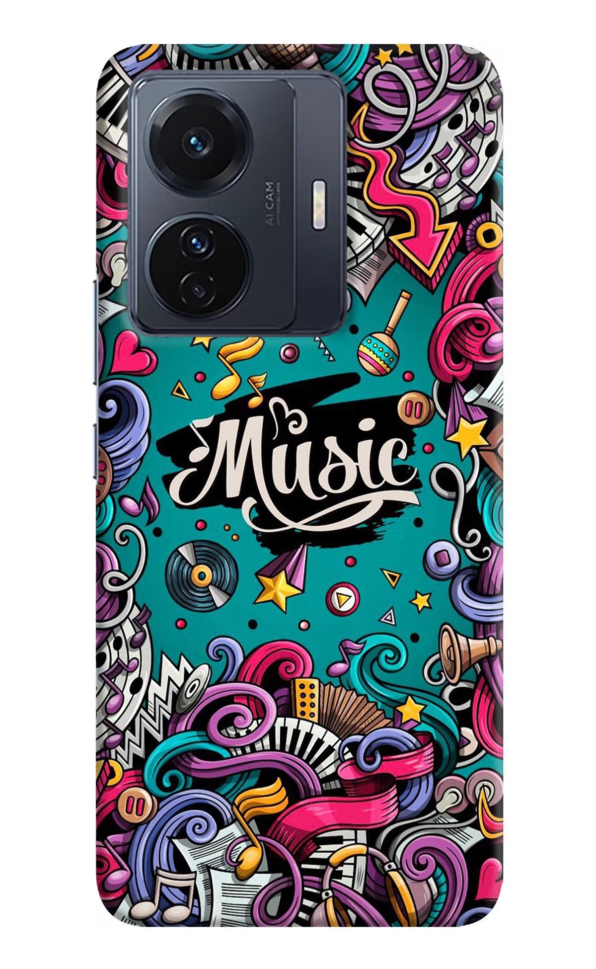 Music Graffiti Vivo T1 Pro 5G Hard Case Back Cover by Casekaro