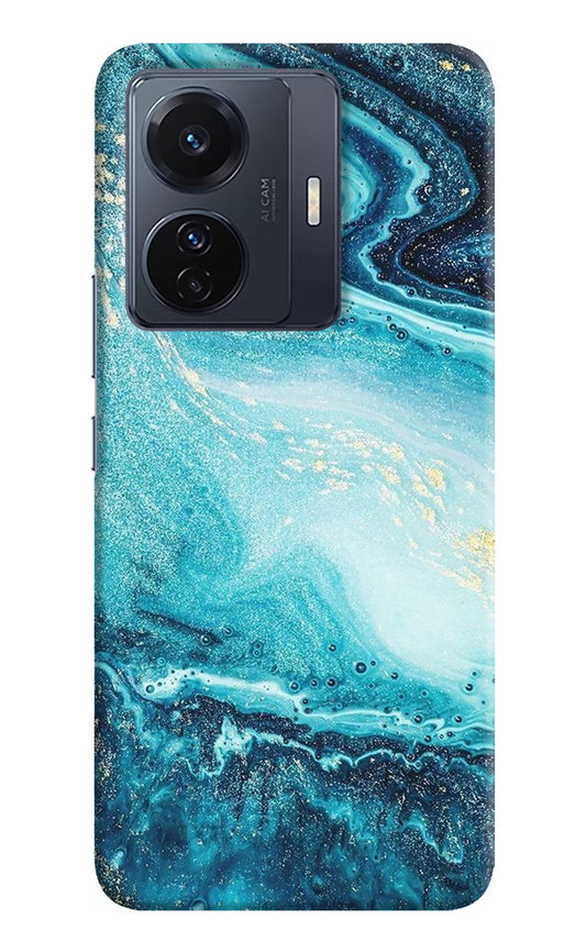 Blue Glitter Marble Vivo T1 Pro 5G Hard Case Back Cover by Casekaro