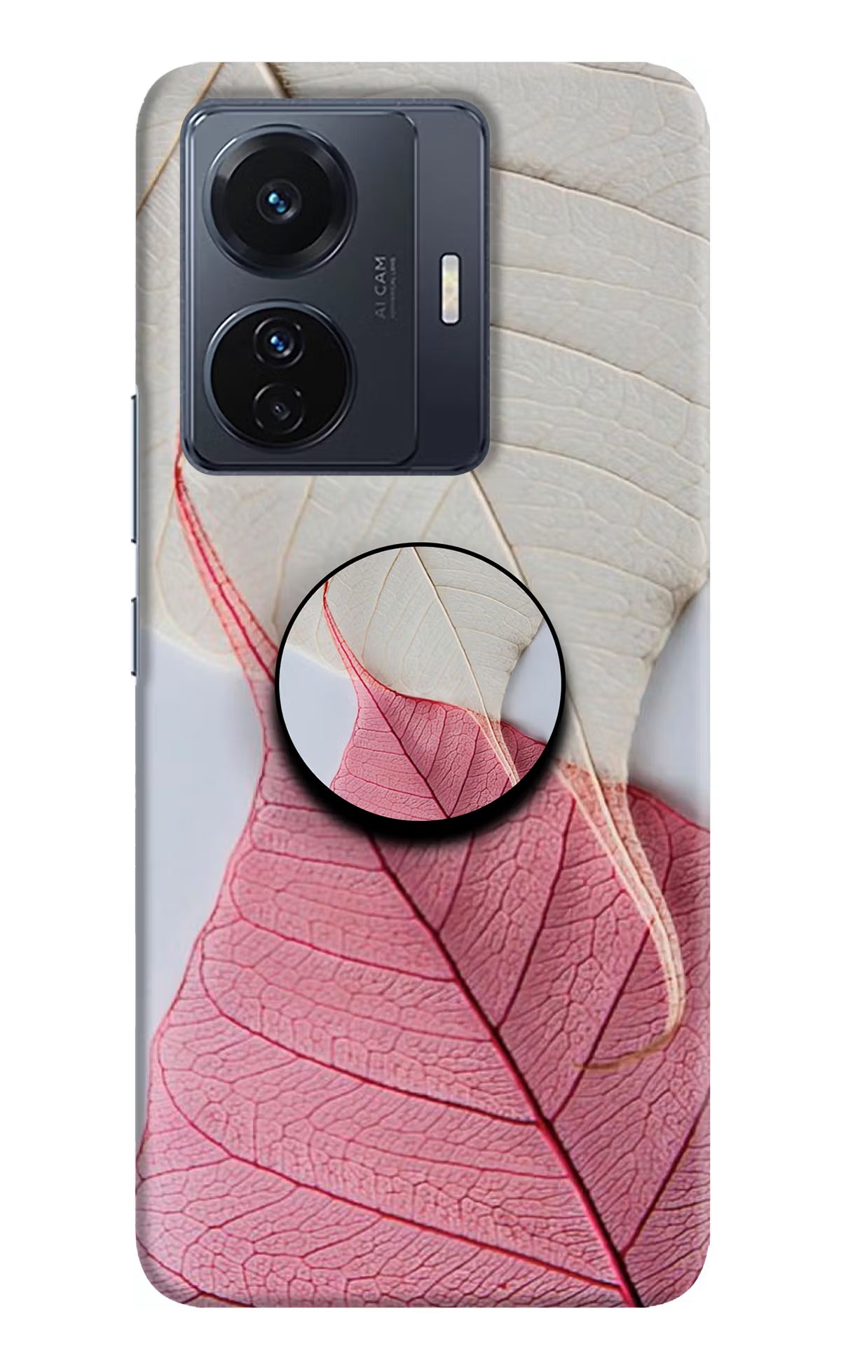 White Pink Leaf Vivo T1 Pro 5G Pop Case by Casekaro
