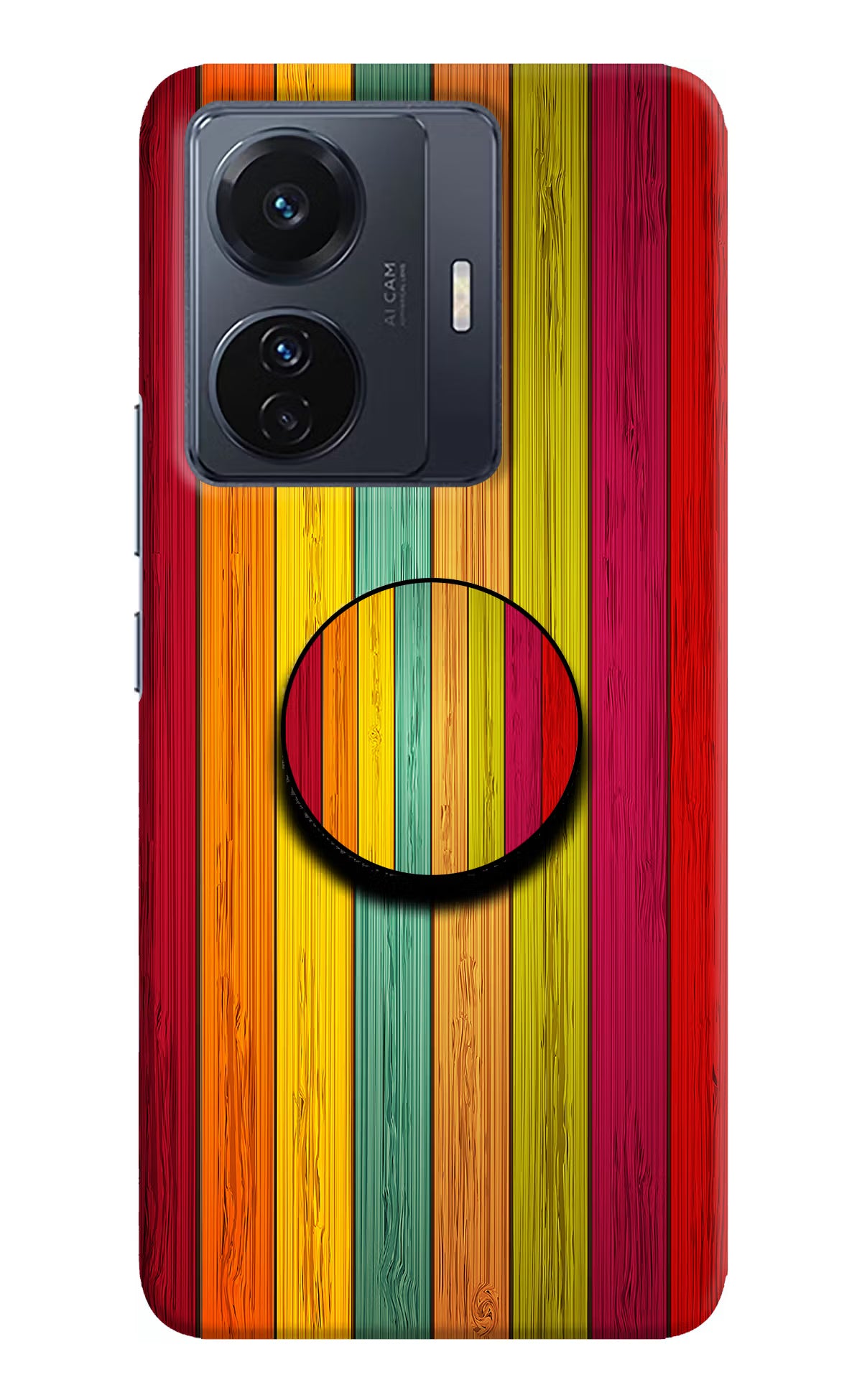 Multicolor Wooden Vivo T1 Pro 5G Pop Case by Casekaro