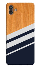 Blue and white wooden Samsung M13 5G Hard Case Back Cover by Casekaro