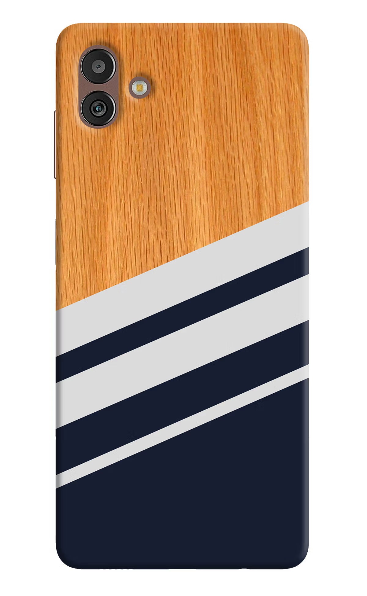 Blue and white wooden Samsung M13 5G Hard Case Back Cover by Casekaro