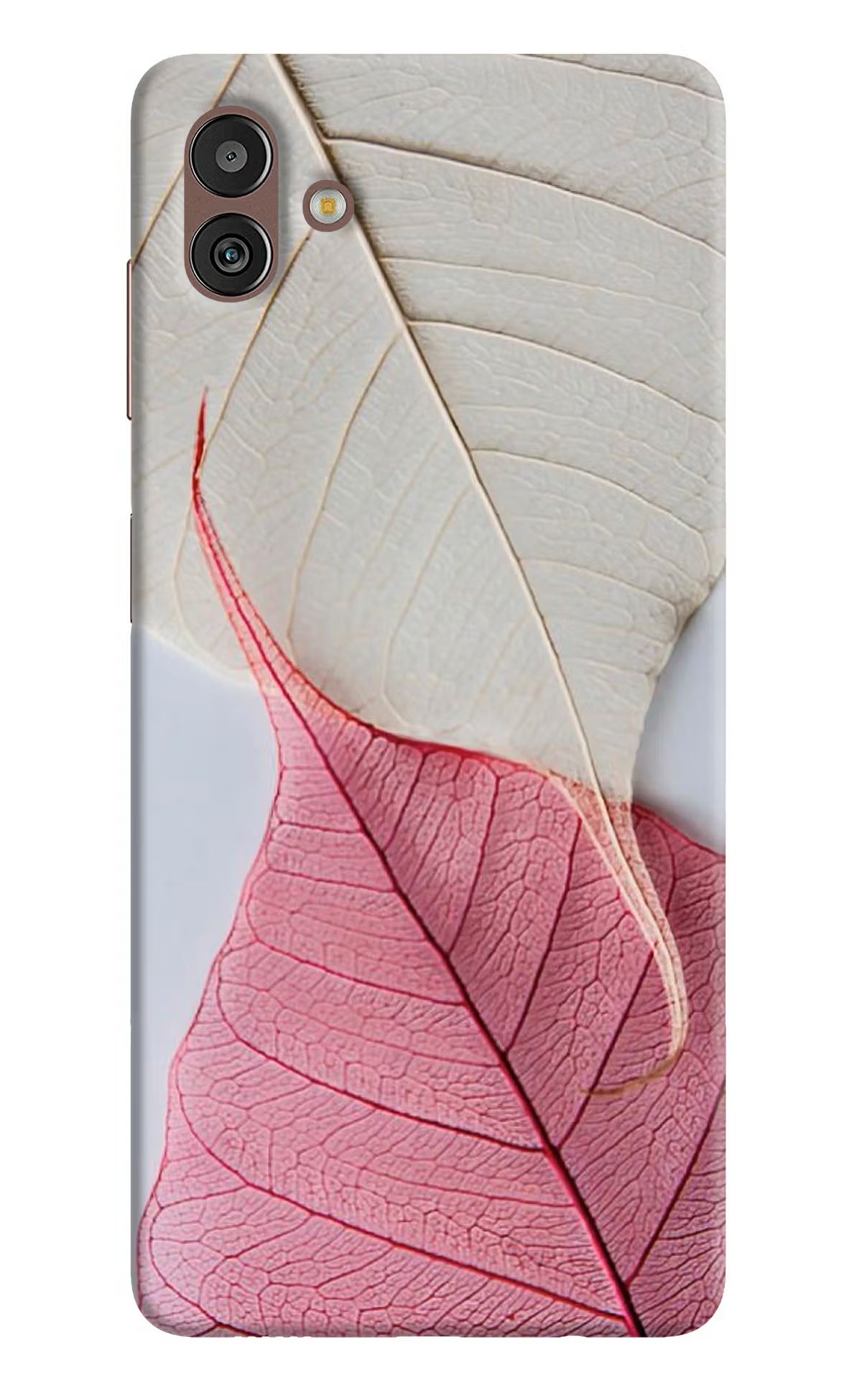 White Pink Leaf Samsung M13 5G Hard Case Back Cover by Casekaro