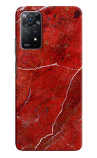 Red Marble Design Redmi Note 11 Pro+ 5G Hard Case Back Cover by Casekaro