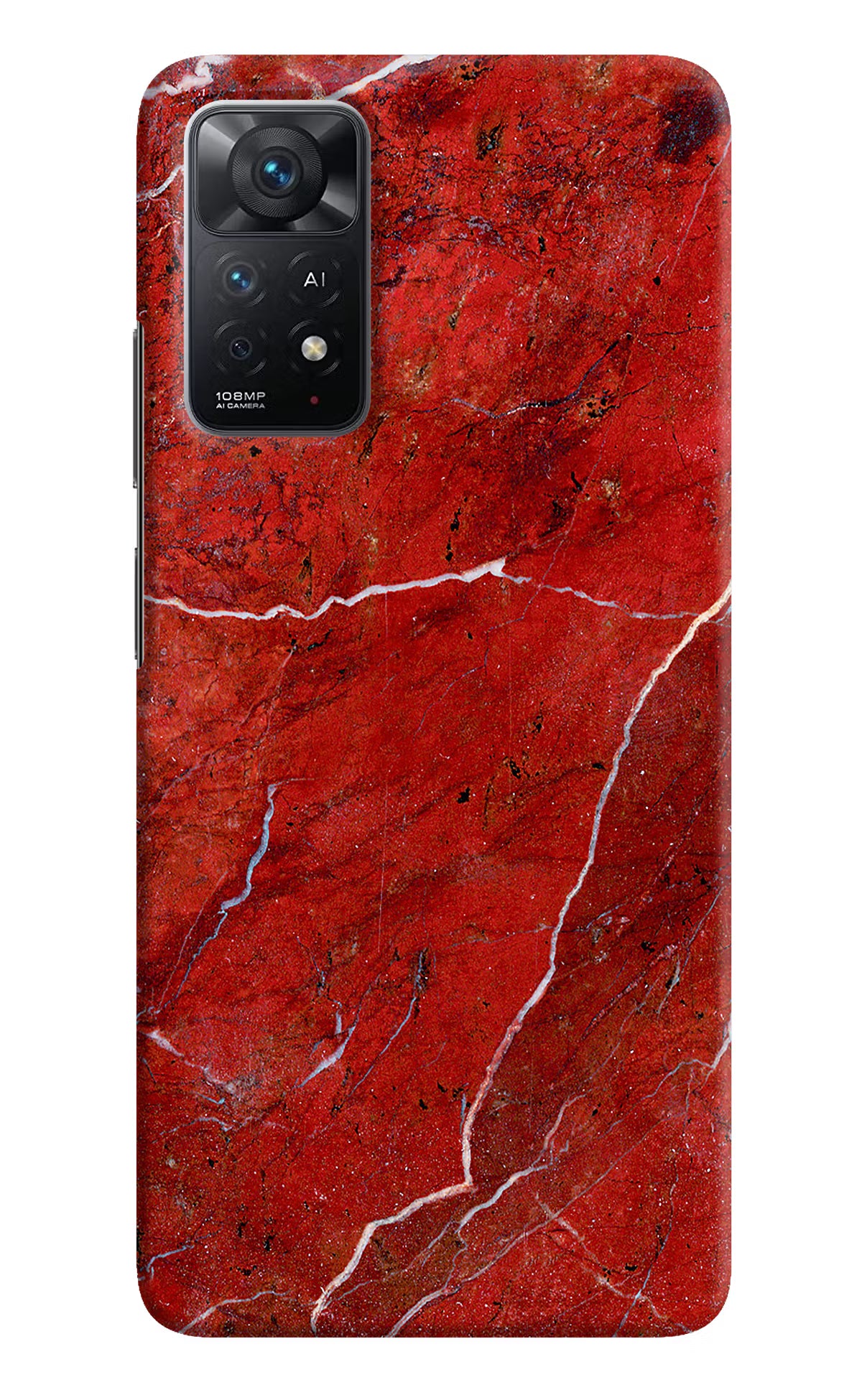Red Marble Design Redmi Note 11 Pro+ 5G Hard Case Back Cover by Casekaro