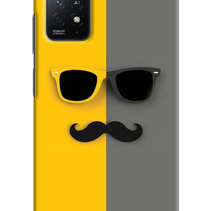 Sunglasses with Mustache Redmi Note 11 Pro+ 5G Hard Case Back Cover by Casekaro