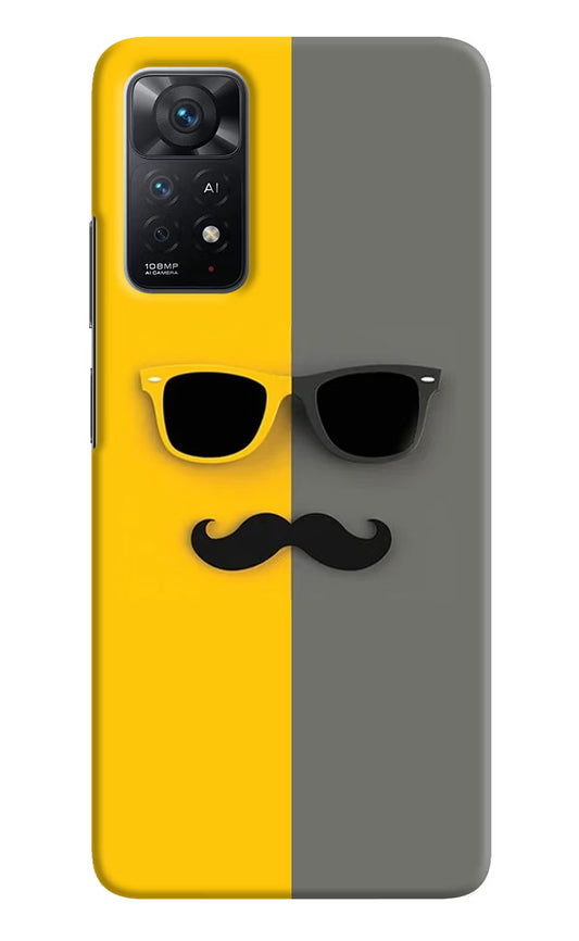 Sunglasses with Mustache Redmi Note 11 Pro+ 5G Hard Case Back Cover by Casekaro