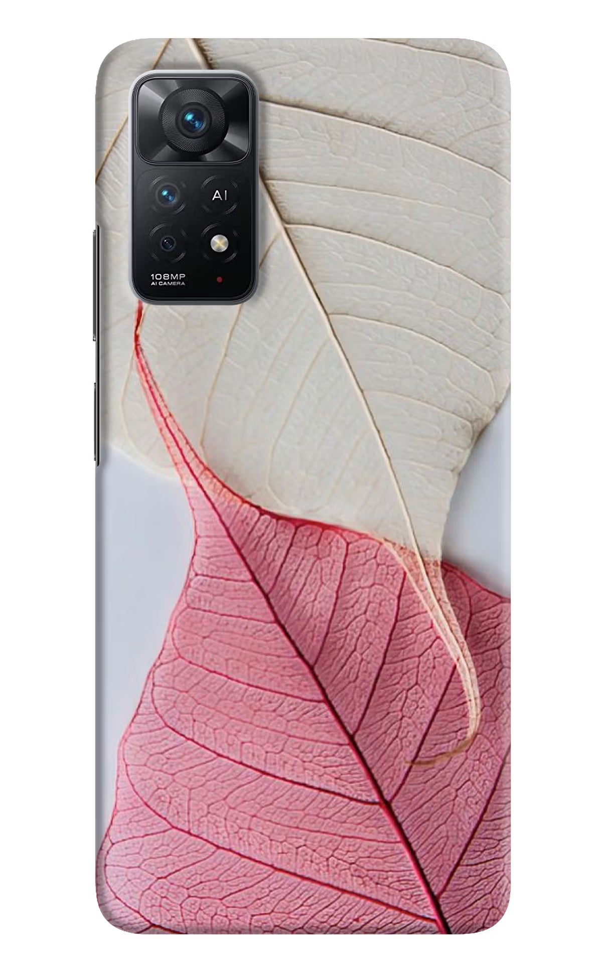 White Pink Leaf Redmi Note 11 Pro+ 5G Hard Case Back Cover by Casekaro