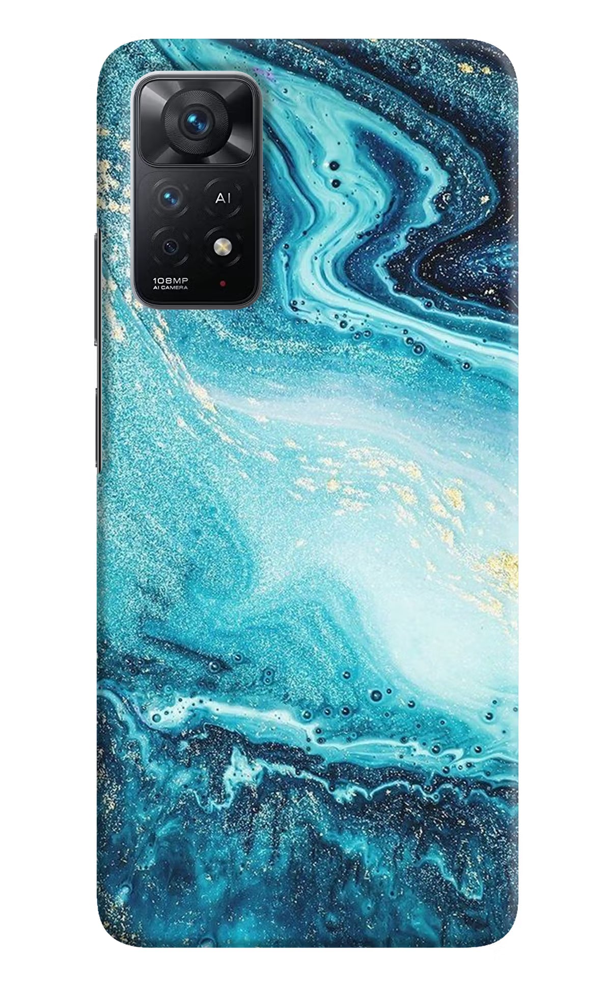 Blue Glitter Marble Redmi Note 11 Pro+ 5G Hard Case Back Cover by Casekaro