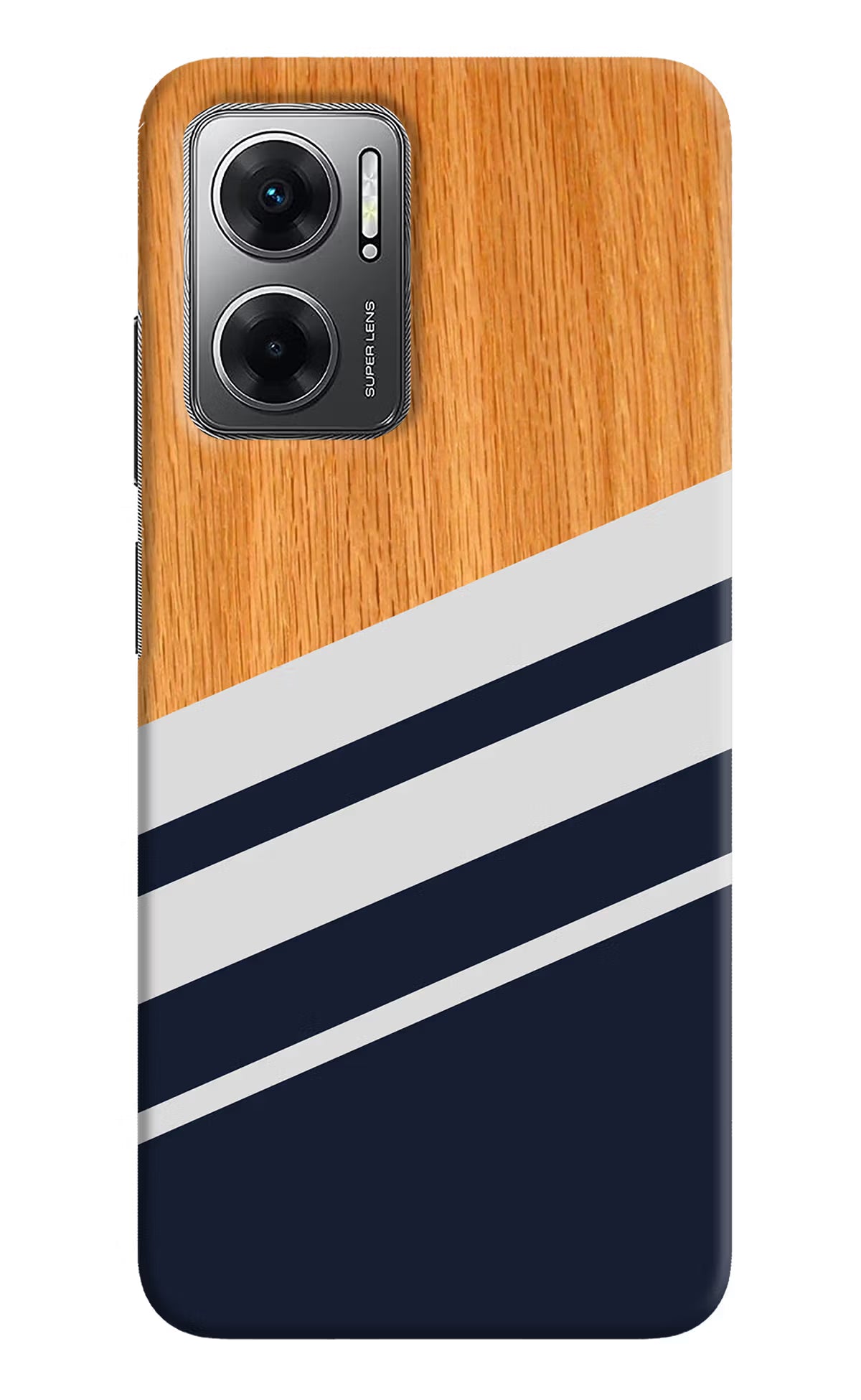 Blue and white wooden Redmi 11 Prime 5G Hard Case Back Cover by Casekaro