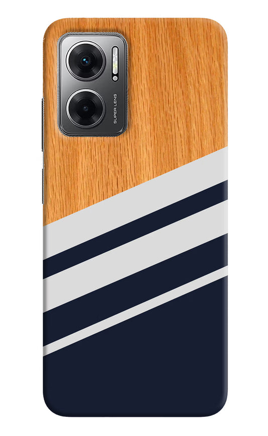 Blue and white wooden Redmi 11 Prime 5G Hard Case Back Cover by Casekaro