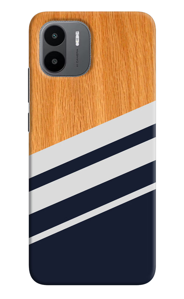 Blue and white wooden Redmi A1/A2 Hard Case Back Cover by Casekaro