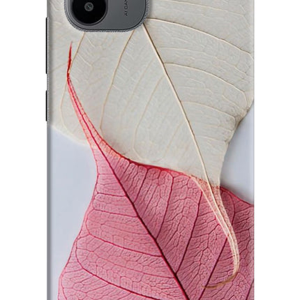 White Pink Leaf Redmi A1/A2 Hard Case Back Cover by Casekaro