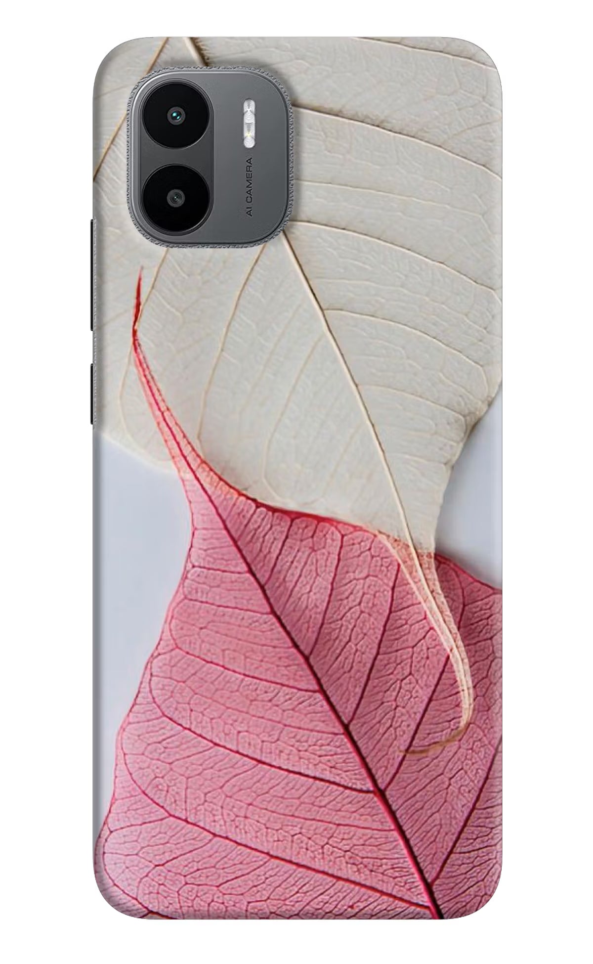 White Pink Leaf Redmi A1/A2 Hard Case Back Cover by Casekaro