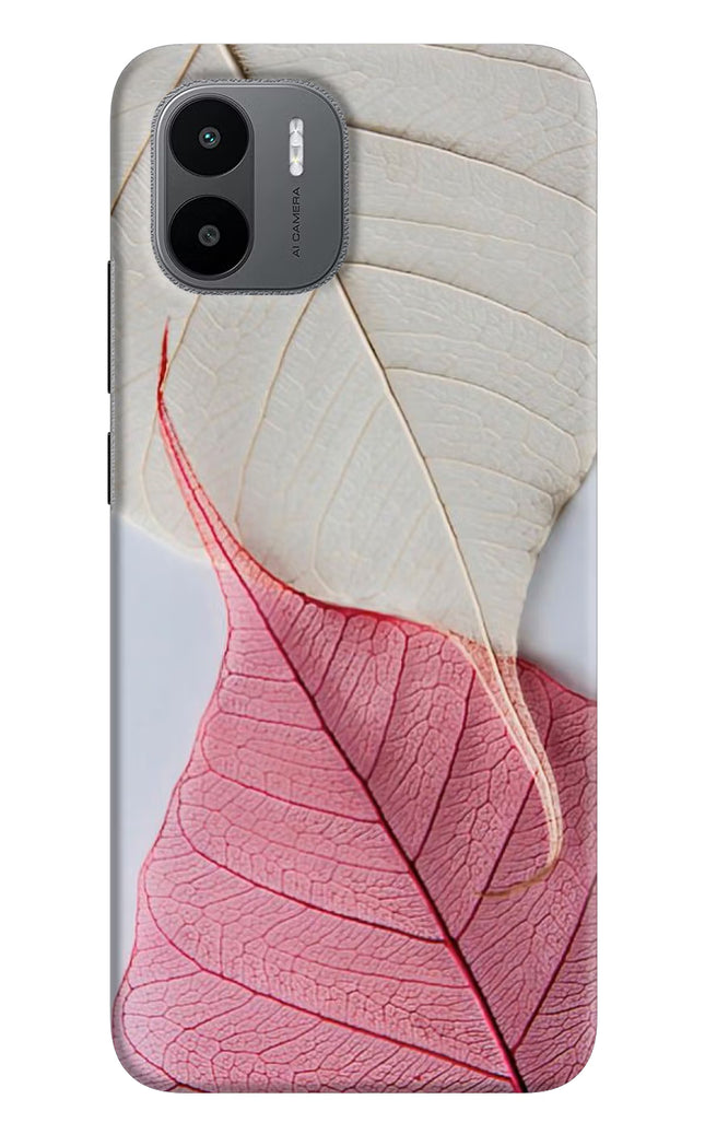 White Pink Leaf Redmi A1/A2 Hard Case Back Cover by Casekaro