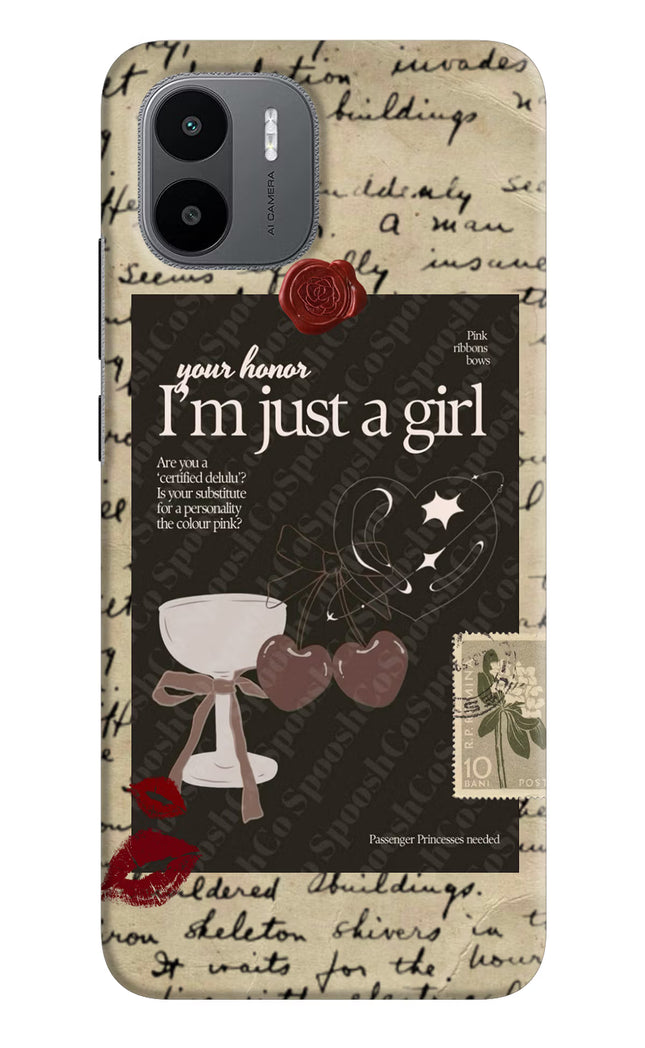 I am just a girl Redmi A1/A2 Hard Case Back Cover by Casekaro