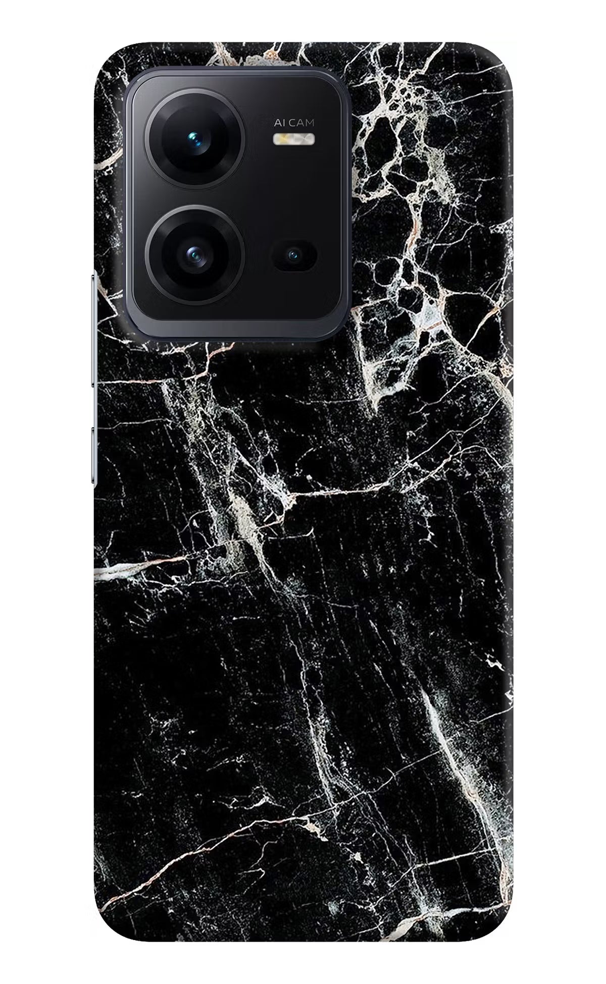 Black Marble Texture Vivo V25 5G Hard Case Back Cover by Casekaro
