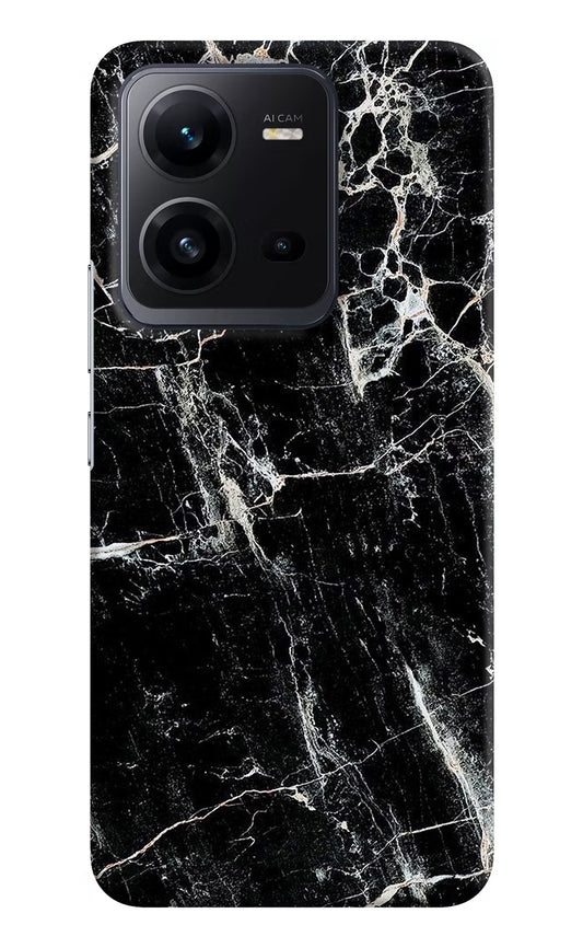 Black Marble Texture Vivo V25 5G Hard Case Back Cover by Casekaro