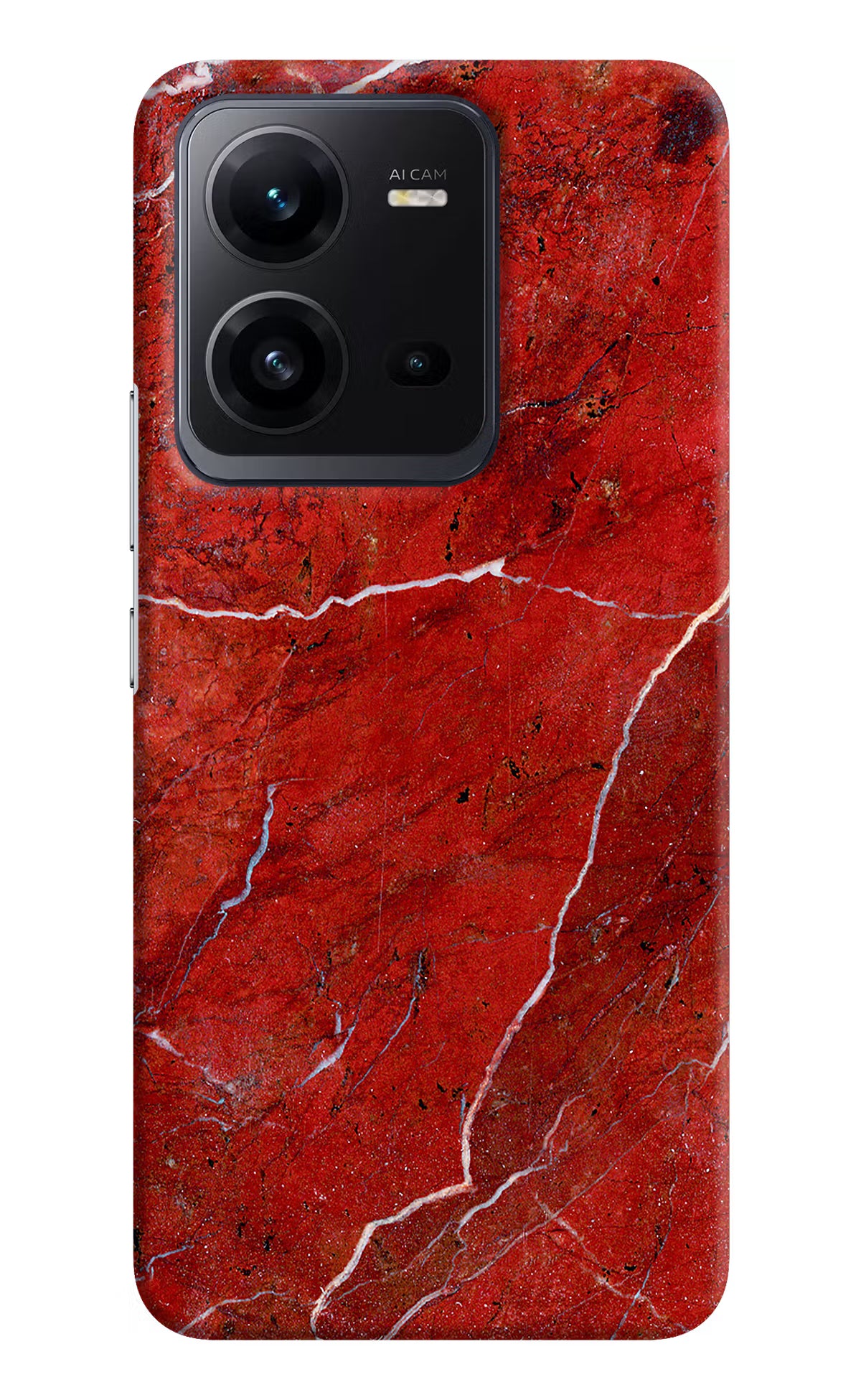 Red Marble Design Vivo V25 5G Hard Case Back Cover by Casekaro