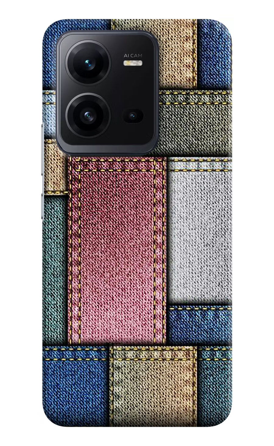 Multicolor Jeans Vivo V25 5G Back Cover, Hard case