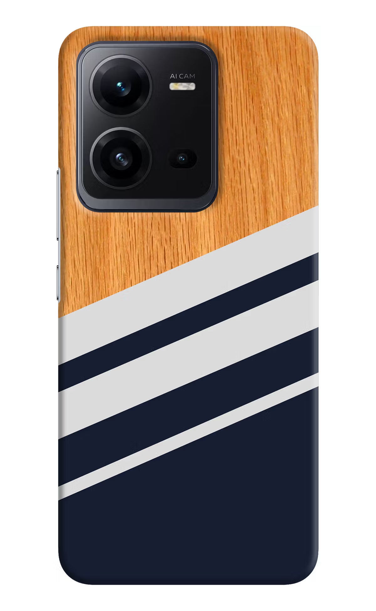 Blue and white wooden Vivo V25 5G Hard Case Back Cover by Casekaro