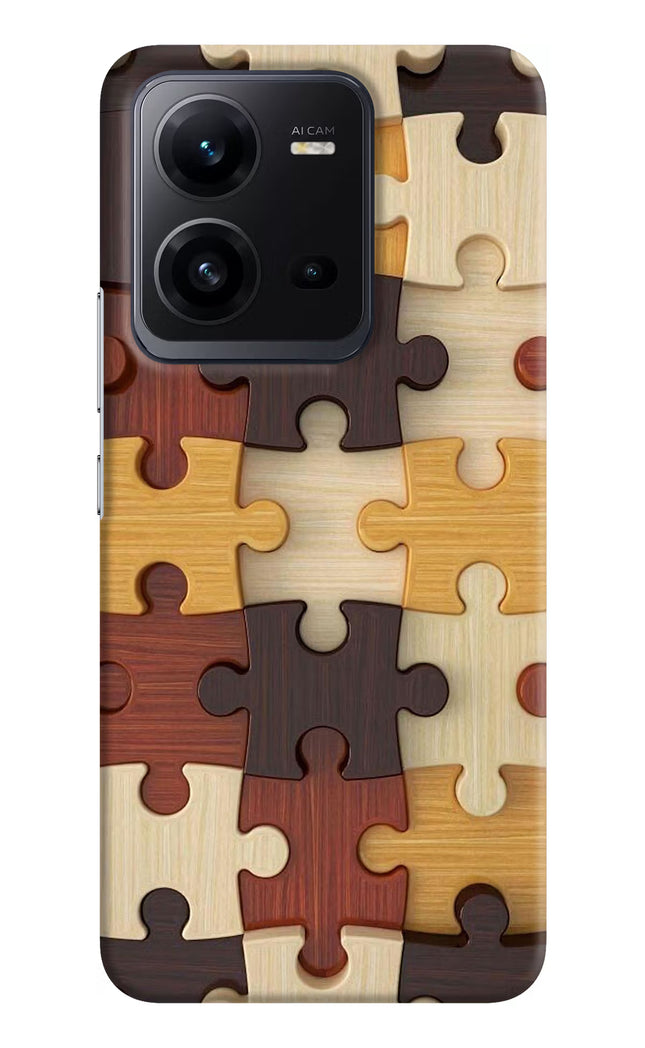 Wooden Puzzle Vivo V25 5G Hard Case Back Cover by Casekaro