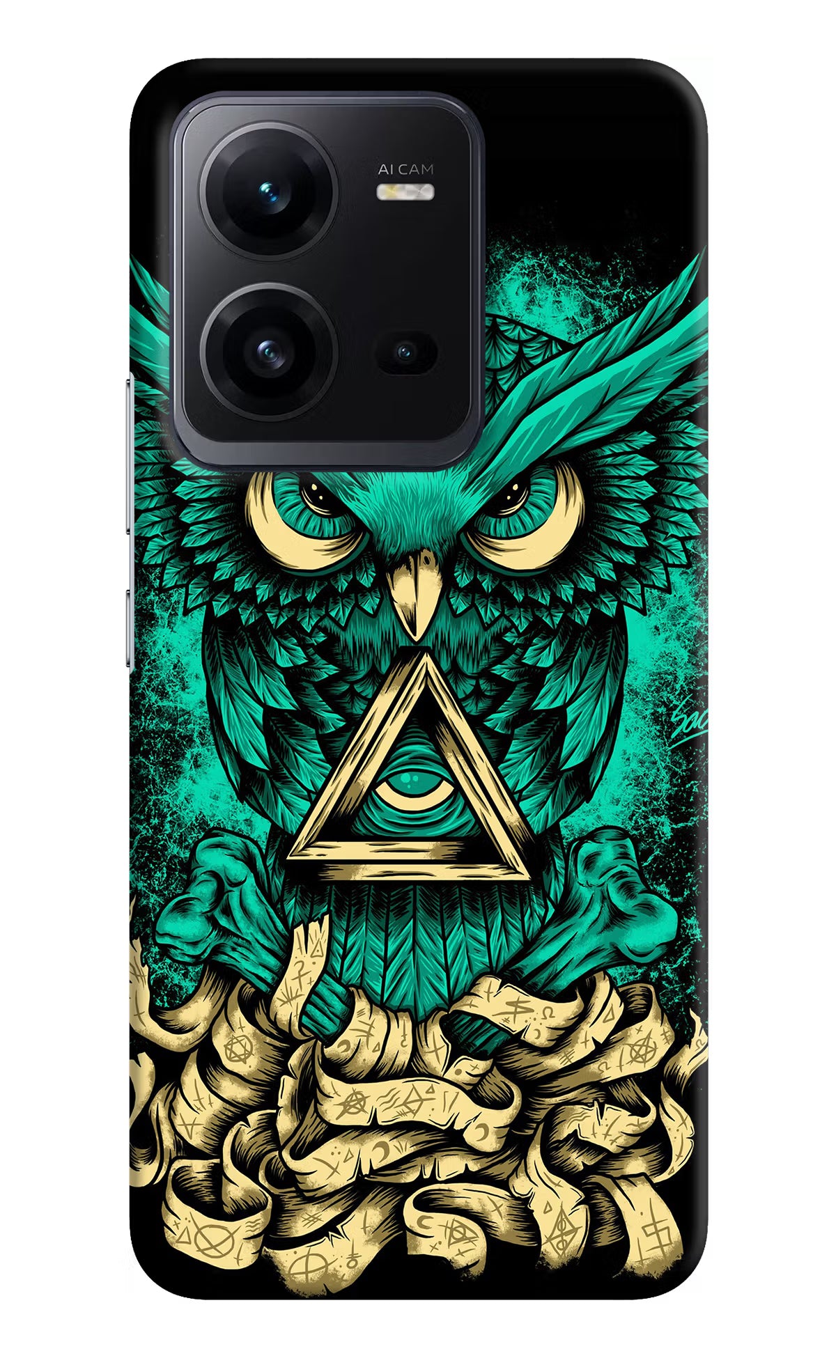 Green Owl Vivo V25 5G Hard Case Back Cover by Casekaro