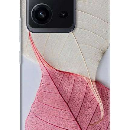 White Pink Leaf Vivo V25 5G Hard Case Back Cover by Casekaro