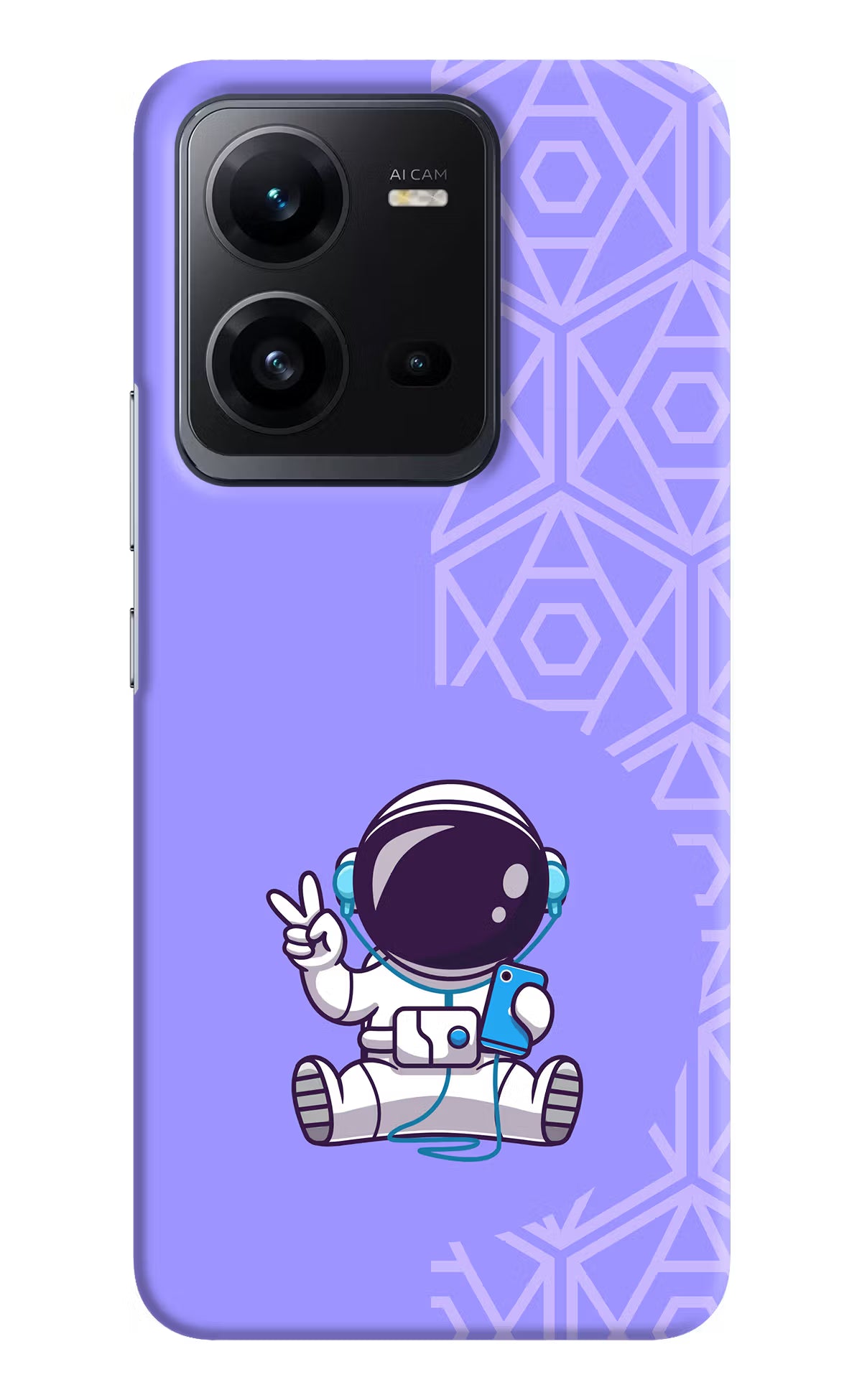 Cute Astronaut Chilling Vivo V25 5G Hard Case Back Cover by Casekaro