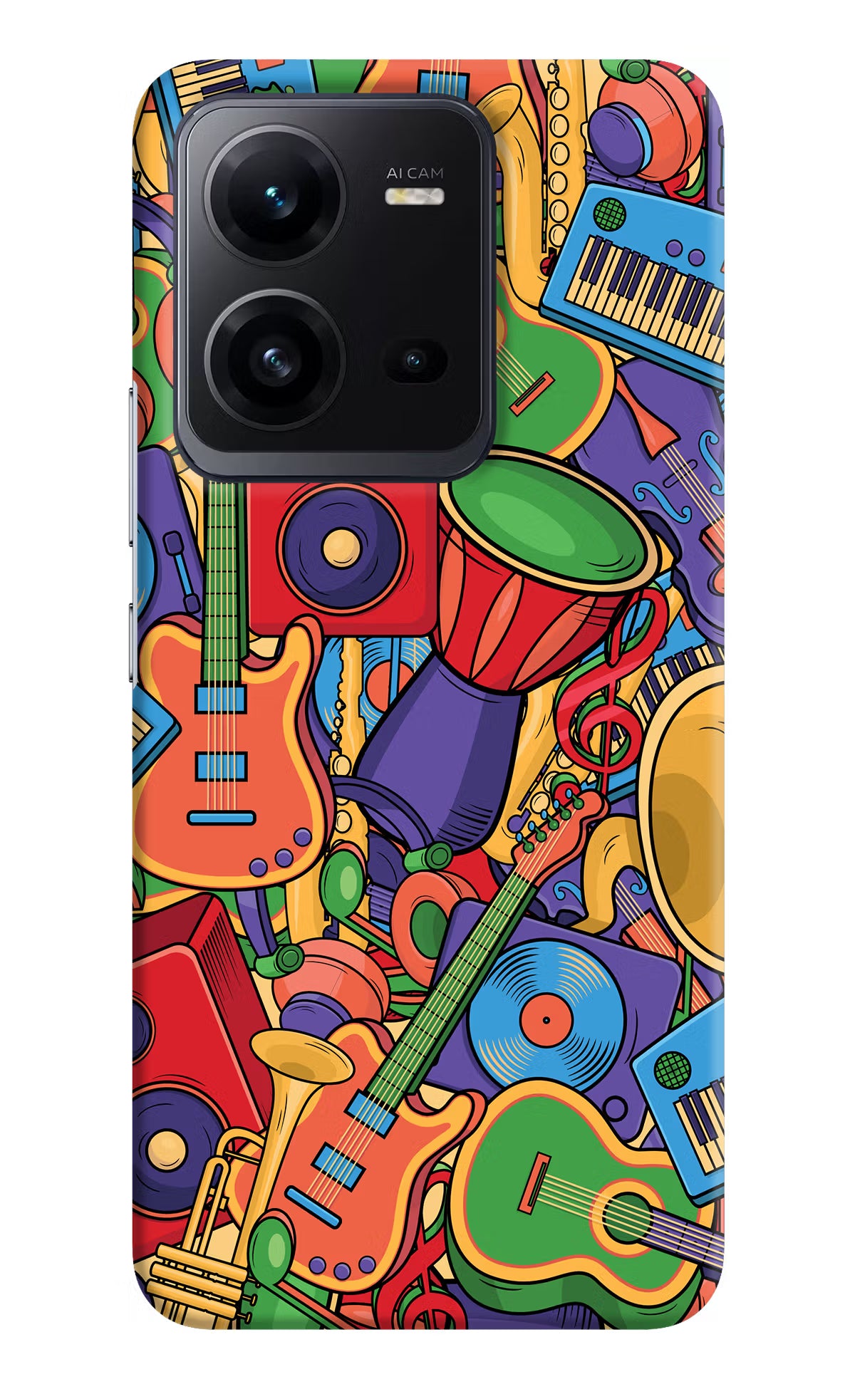 Music Instrument Doodle Vivo V25 5G Hard Case Back Cover by Casekaro