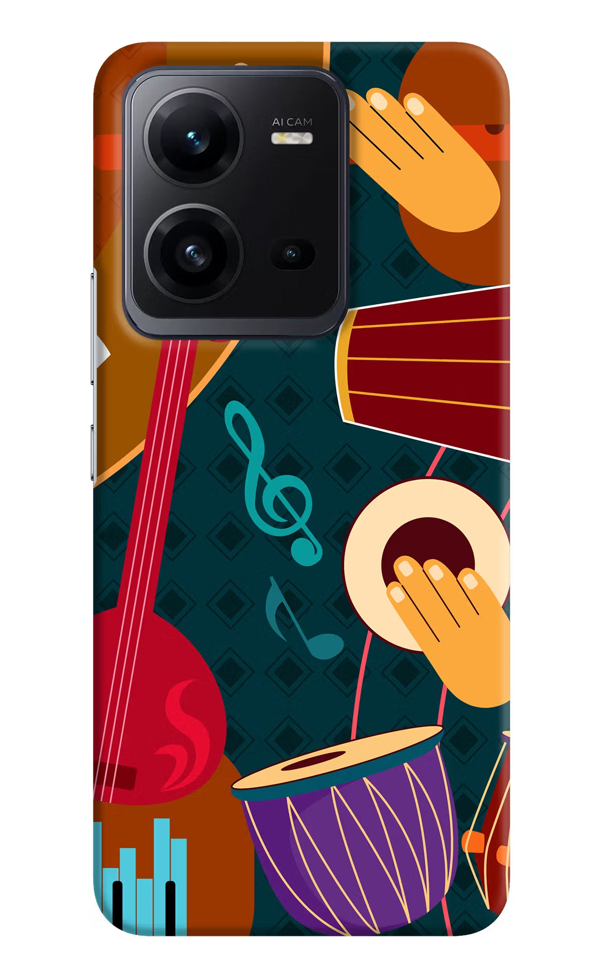 Music Instrument Vivo V25 5G Hard Case Back Cover by Casekaro