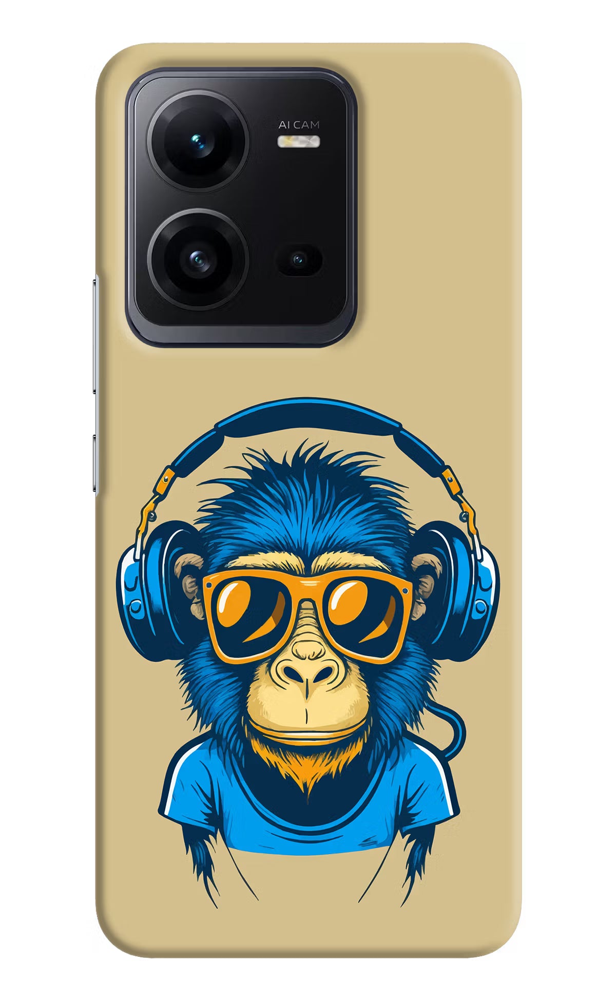 Monkey Headphone Vivo V25 5G Hard Case Back Cover by Casekaro