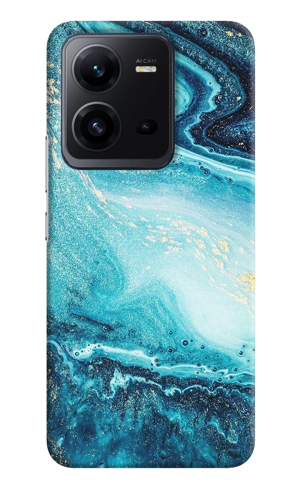 Blue Glitter Marble Vivo V25 5G Back Cover