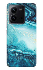 Blue Glitter Marble Vivo V25 5G Hard Case Back Cover by Casekaro