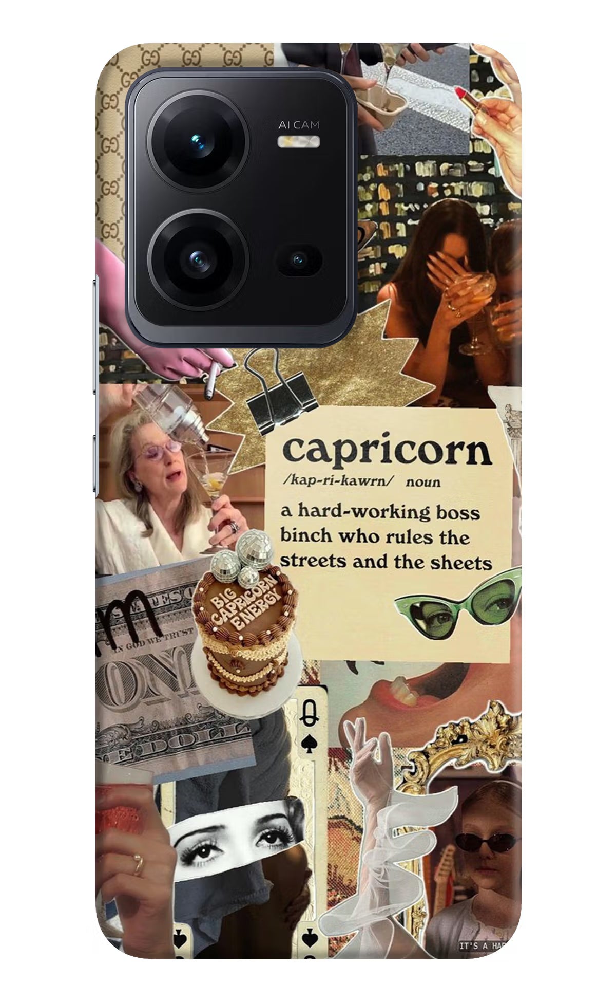 Capricorn Zodiac Vivo V25 5G Hard Case Back Cover by Casekaro