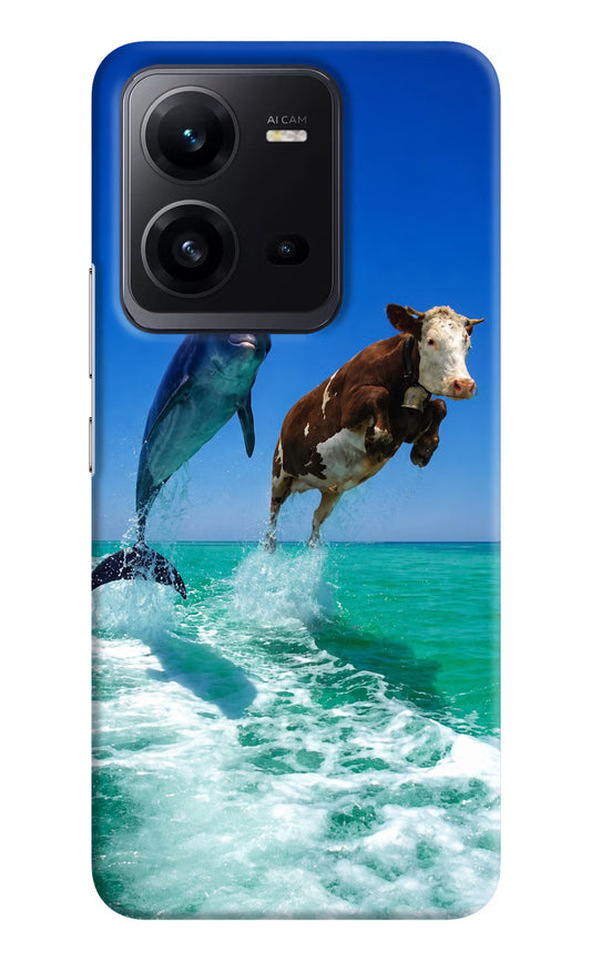 Dolphin vs Cow Vivo V25 5G Hard Case Back Cover by Casekaro