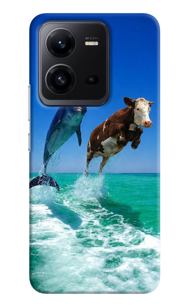 Dolphin vs Cow Vivo V25 5G Hard Case Back Cover by Casekaro