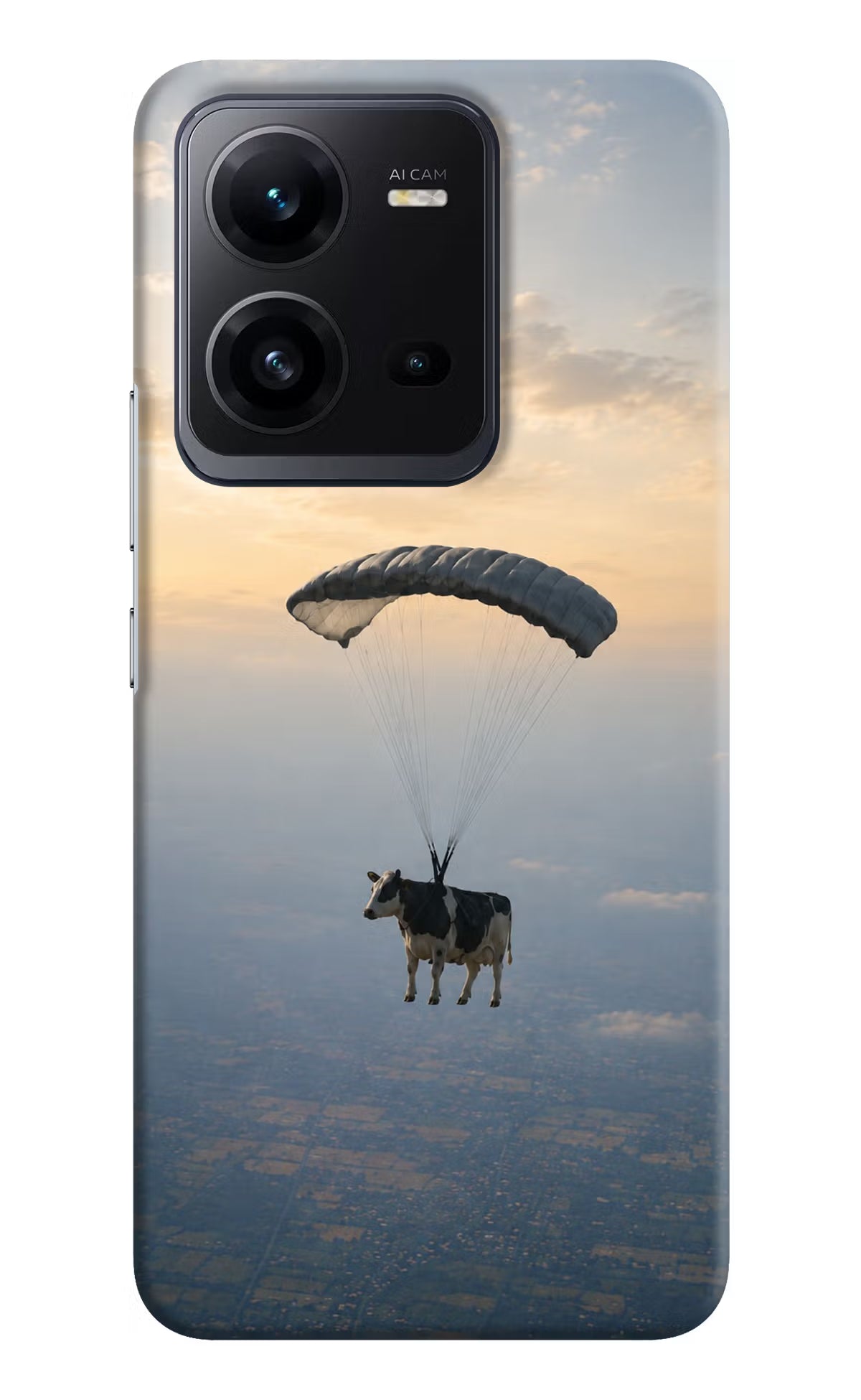 Skydiving Cow Vivo V25 5G Back Cover