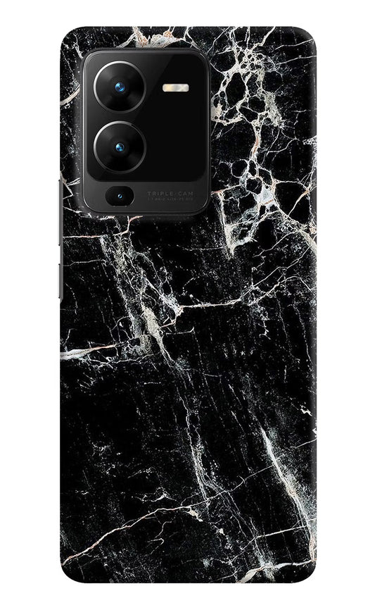 Black Marble Texture Vivo V25 Pro 5G Hard Case Back Cover by Casekaro