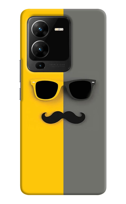 Sunglasses with Mustache Vivo V25 Pro 5G Hard Case Back Cover by Casekaro