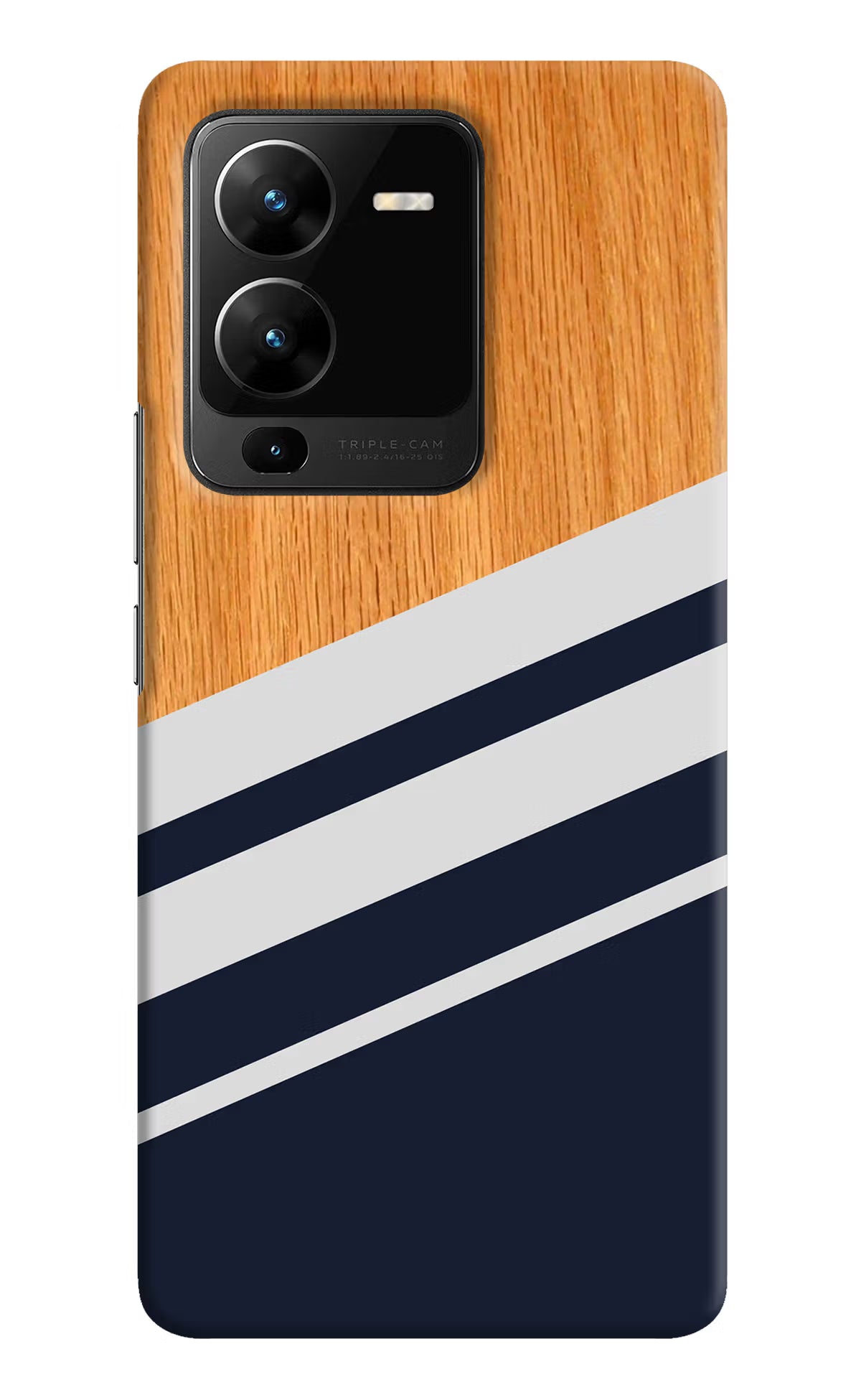 Blue and white wooden Vivo V25 Pro 5G Hard Case Back Cover by Casekaro