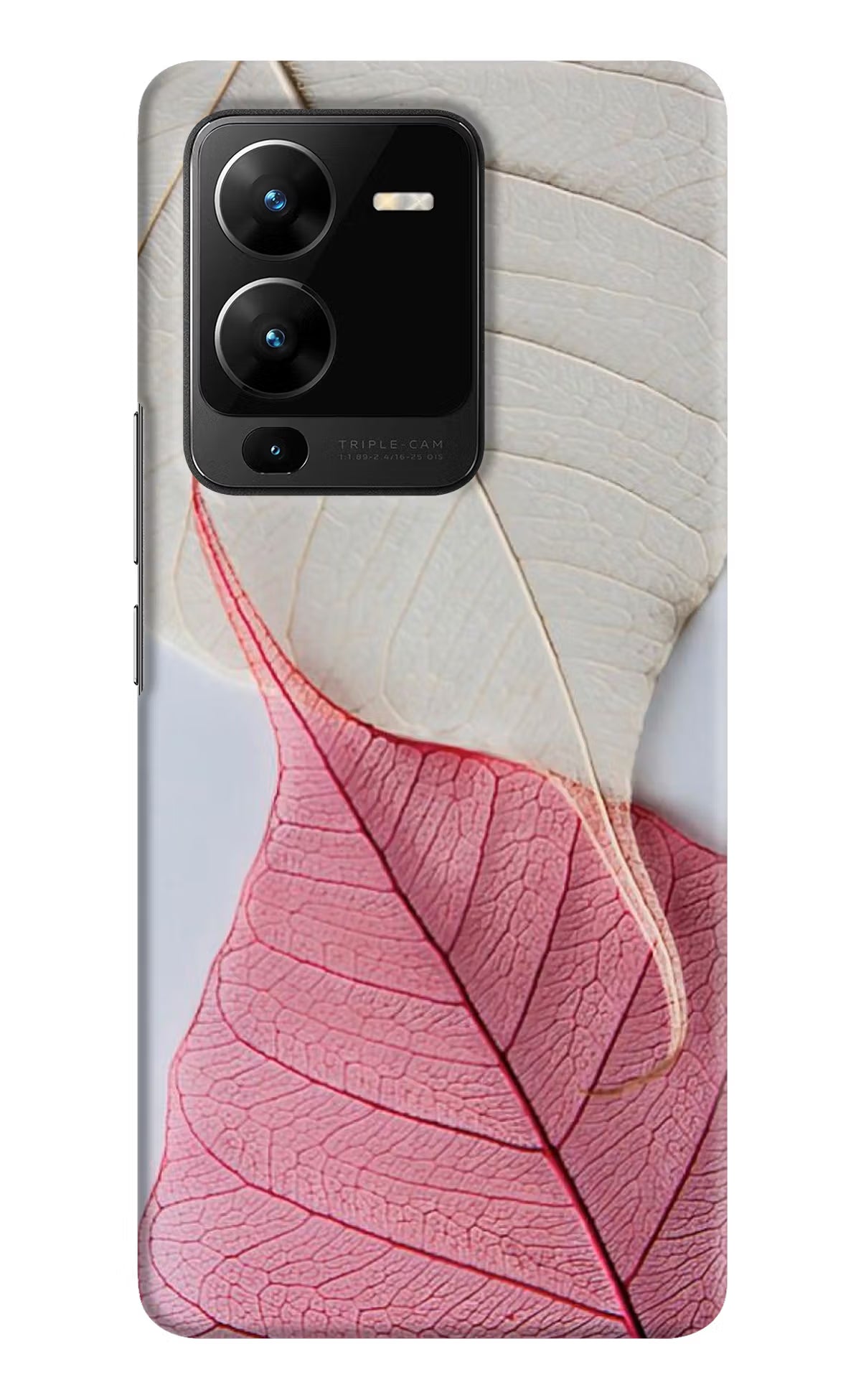 White Pink Leaf Vivo V25 Pro 5G Hard Case Back Cover by Casekaro