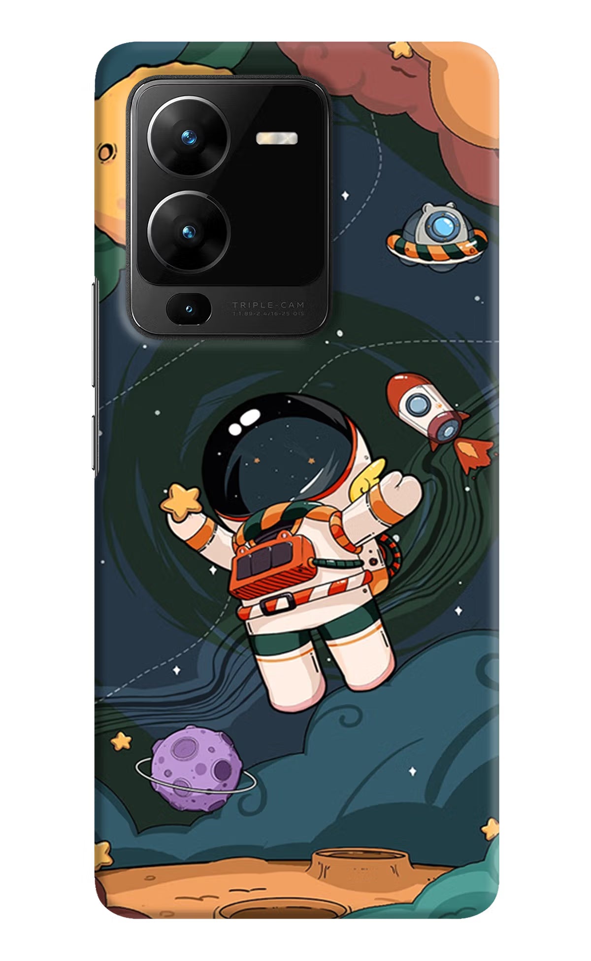 Cartoon Astronaut Vivo V25 Pro 5G Hard Case Back Cover by Casekaro