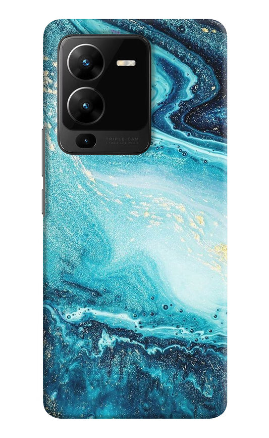 Blue Glitter Marble Vivo V25 Pro 5G Hard Case Back Cover by Casekaro