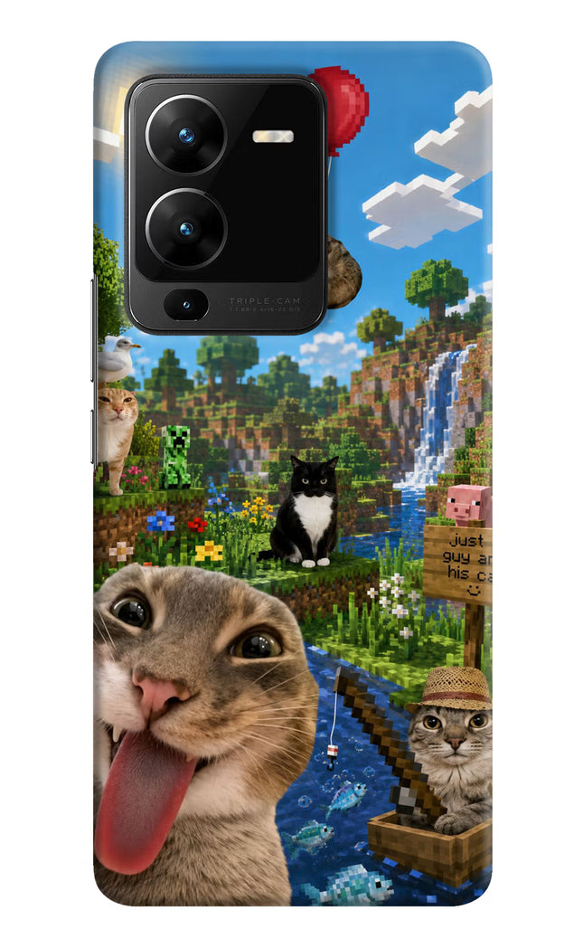 Minecraft Cat Chaos Vivo V25 Pro 5G Hard Case Back Cover by Casekaro