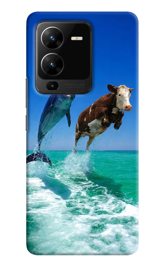 Dolphin vs Cow Vivo V25 Pro 5G Hard Case Back Cover by Casekaro