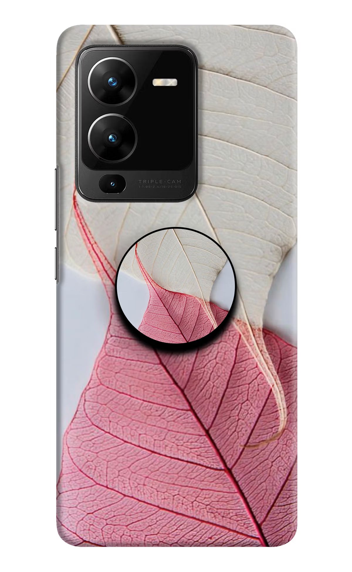 White Pink Leaf Vivo V25 Pro 5G Pop Case by Casekaro