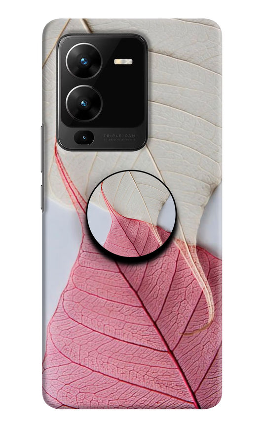 White Pink Leaf Vivo V25 Pro 5G Pop Case by Casekaro