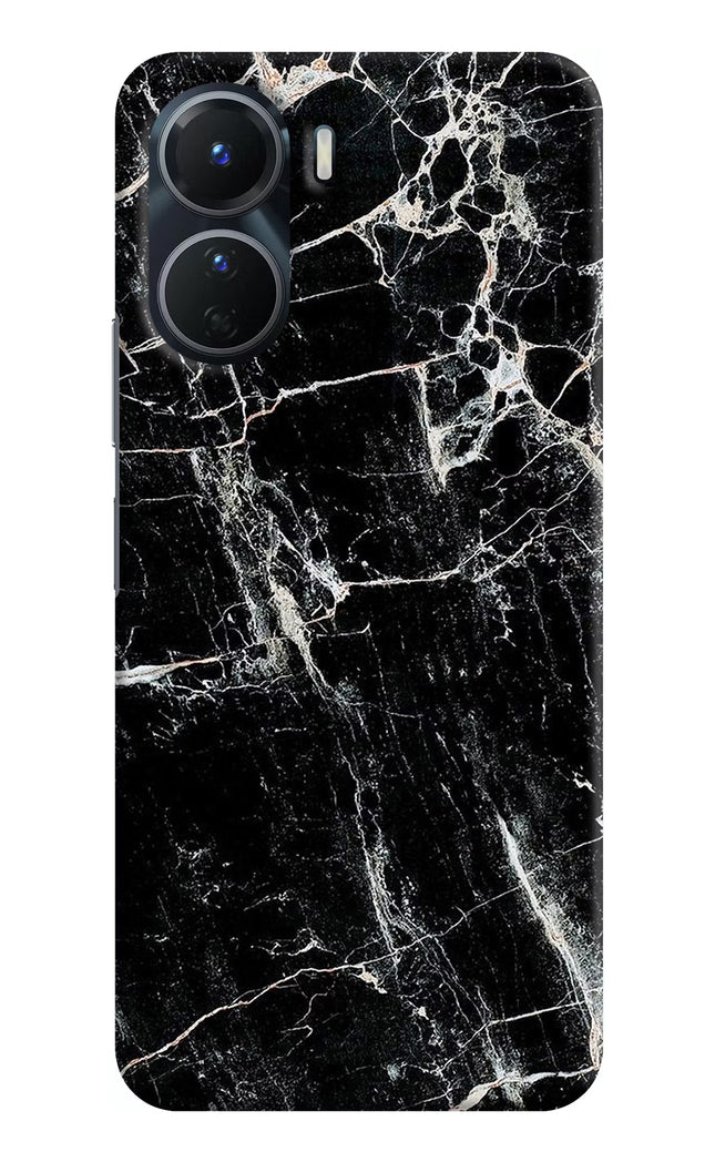 Black Marble Texture Vivo Y16 Hard Case Back Cover by Casekaro