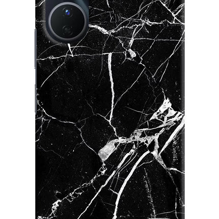 Black Marble Pattern Vivo Y16 Hard Case Back Cover by Casekaro